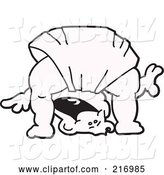 Vector Illustration of a Happy Cartoon Outlined Baby Boy Mascot in a Diaper, Bent over and Looking Through His Legs by Mascot Junction