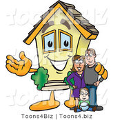 Vector Illustration of a Happy Home Mascot Beside New Family by Mascot Junction