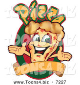 Vector Illustration of a Happy Pizza Mascot Character Sign or Logo 6 by Mascot Junction