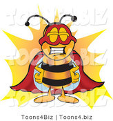 Vector Illustration of a Honey Bee Mascot Dressed As a Super Hero by Mascot Junction