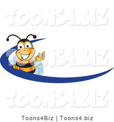 Vector Illustration of a Honey Bee Mascot Logo with a Blue Dash by Mascot Junction
