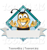 Vector Illustration of a Honey Bee Mascot on a Blank White Label by Mascot Junction