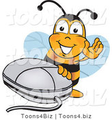 Vector Illustration of a Honey Bee Mascot with a Computer Mouse by Mascot Junction