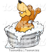 Vector Illustration of a Hound Dog Mascot Bathing in a Metal Tub by Mascot Junction