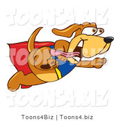 Vector Illustration of a Hound Dog Mascot Dressed As a Super Hero, Flying by Mascot Junction