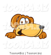 Vector Illustration of a Hound Dog Mascot Peeking over a Surface by Mascot Junction