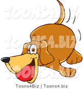 Vector Illustration of a Hound Dog Mascot Playing with a Red Ball by Mascot Junction