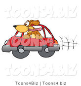 Vector Illustration of a Hound Dog Mascot Sticking His Head out of a Car Window by Mascot Junction