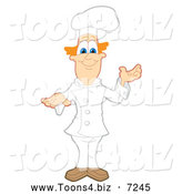 Vector Illustration of a Presenting Red Haired Chef by Mascot Junction