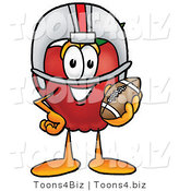 Vector Illustration of a Red Apple Mascot in a Helmet, Holding a Football by Mascot Junction