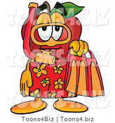 Vector Illustration of a Red Apple Mascot in Orange and Yellow Snorkel Gear by Mascot Junction
