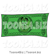 Vector Illustration of a Red Apple Mascot on a Green Dollar Bill by Mascot Junction