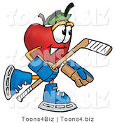 Vector Illustration of a Red Apple Mascot Playing Ice Hockey by Mascot Junction