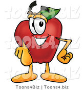 Vector Illustration of a Red Apple Mascot Pointing at the Viewer by Mascot Junction