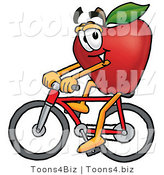 Vector Illustration of a Red Apple Mascot Riding a Bicycle by Mascot Junction