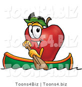 Vector Illustration of a Red Apple Mascot Rowing a Boat by Mascot Junction