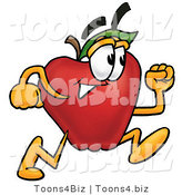 Vector Illustration of a Red Apple Mascot Running in a Hurry by Mascot Junction
