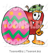 Vector Illustration of a Red Apple Mascot Standing Beside an Easter Egg by Mascot Junction