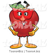 Vector Illustration of a Red Apple Mascot Wearing a Red Mask on Halloween by Mascot Junction
