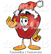 Vector Illustration of a Red Apple Mascot Wearing a Santa Hat and Waving by Mascot Junction