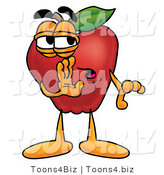 Vector Illustration of a Red Apple Mascot Whispering Secrets by Mascot Junction