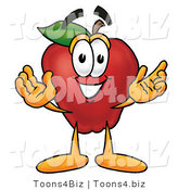 Vector Illustration of a Red Apple Mascot with Open Arms While Greeting Someone by Mascot Junction