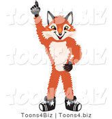 Vector Illustration of a Red Fox Mascot Pointing Upwards by Mascot Junction