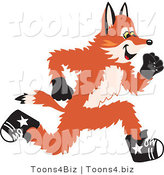 Vector Illustration of a Red Fox Mascot Running by Mascot Junction