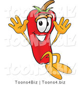 Vector Illustration of a Red Hot Chili Pepper Mascot Jumping by Mascot Junction