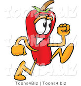 Vector Illustration of a Red Hot Chili Pepper Mascot Running by Mascot Junction