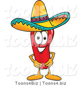 Vector Illustration of a Red Hot Chili Pepper Mascot Wearing a Sombrero by Mascot Junction