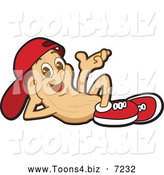 Vector Illustration of a Relaxed Cashew Mascot Character Wearing a Hat and Shoes by Mascot Junction