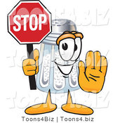 Vector Illustration of a Salt Shaker Mascot Holding a Stop Sign by Mascot Junction