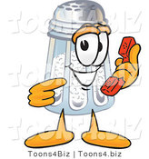 Vector Illustration of a Salt Shaker Mascot Holding a Telephone by Mascot Junction