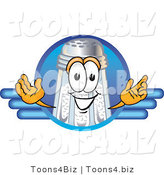 Vector Illustration of a Salt Shaker Mascot on a Blank Blue Business Logo by Mascot Junction