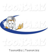 Vector Illustration of a Salt Shaker Mascot Waving and Standing Behind a Blue Dash on an Employee Nametag or Business Logo by Mascot Junction