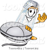 Vector Illustration of a Salt Shaker Mascot with a Computer Mouse by Mascot Junction