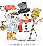 Vector Illustration of a Salt Shaker Mascot with a Snowman on Christmas by Mascot Junction