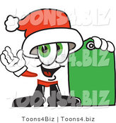 Vector Illustration of a Santa Mascot Holding a Yellow Sales Price Tag by Mascot Junction