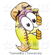 Vector Illustration of a Softball Girl Mascot Looking Around a Blank Sign by Mascot Junction