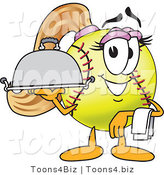 Vector Illustration of a Softball Girl Mascot Serving a Platter by Mascot Junction