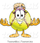 Vector Illustration of a Softball Girl Mascot Smiling by Mascot Junction