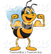 Vector Illustration of a Worker Bee Mascot Flexing by Mascot Junction