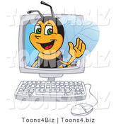 Vector Illustration of a Worker Bee Mascot in a Computer by Mascot Junction