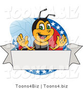 Vector Illustration of a Worker Bee Mascot Logo Mascot on a Patriotic Star Circle by Mascot Junction