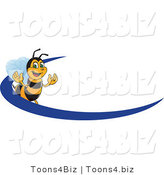 Vector Illustration of a Worker Bee Mascot Logo Mascot with a Blue Dash by Mascot Junction