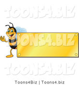 Vector Illustration of a Worker Bee Mascot Logo Mascot with a Gold Plaque by Mascot Junction