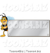 Vector Illustration of a Worker Bee Mascot Logo Mascot with a Silver Plaque by Mascot Junction