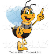 Vector Illustration of a Worker Bee Mascot Pointing Upwards by Mascot Junction
