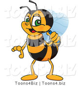 Vector Illustration of a Worker Bee Mascot Using a Magnifying Glass by Mascot Junction